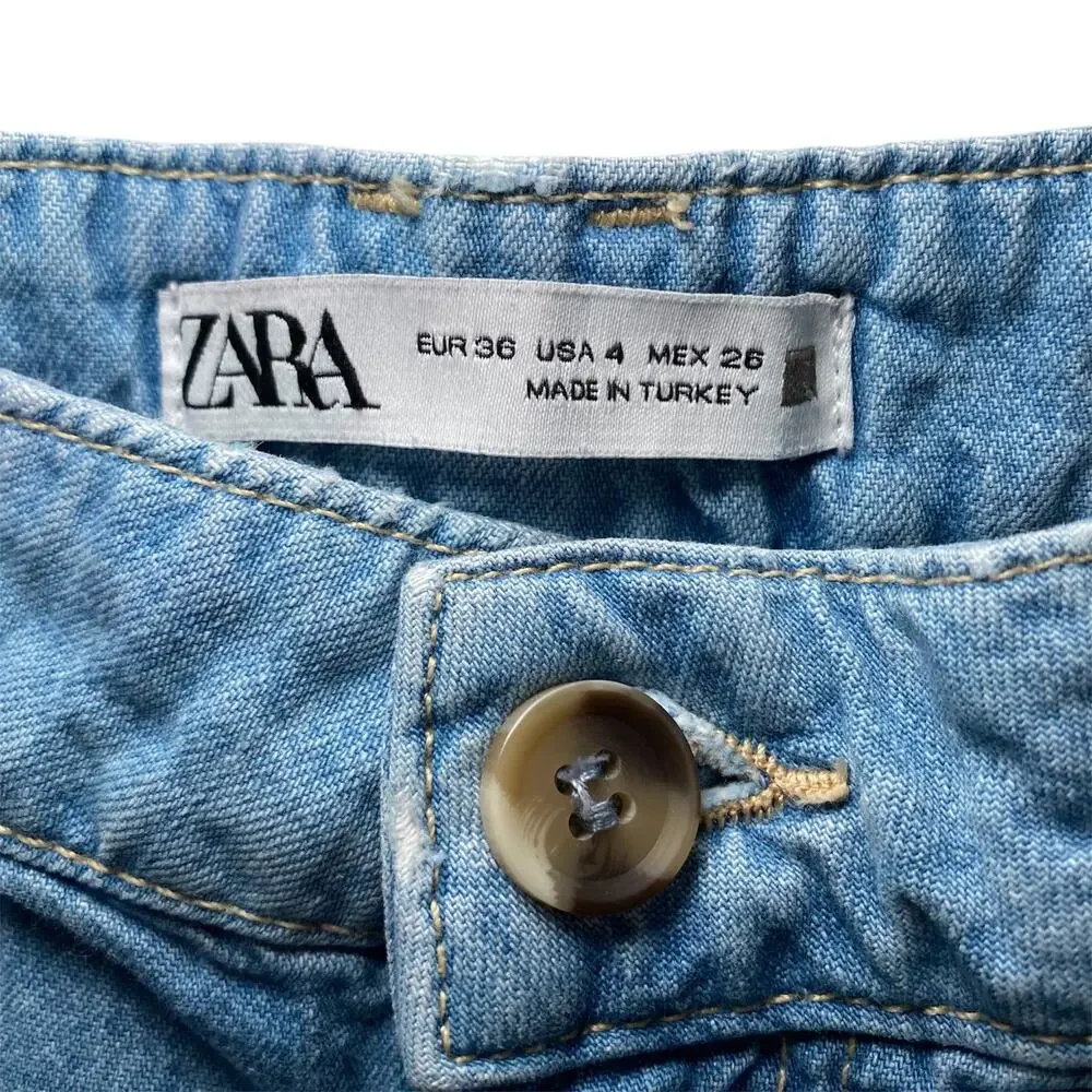 Zara Wide Leg Light Wash Denim Jeans Blue Women's 4 - Picture 7 of 8